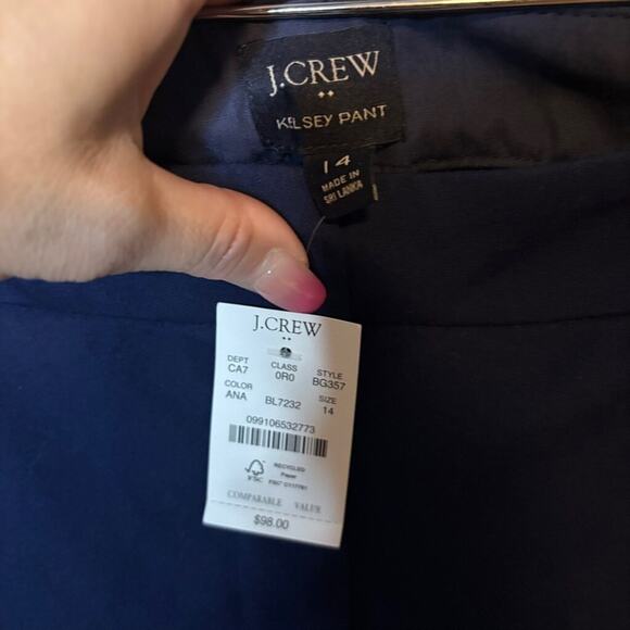NWT J.Crew Factory Kelsey Pant Navy High Rise Cropped Flare Trousers 14 - Picture 6 of 7